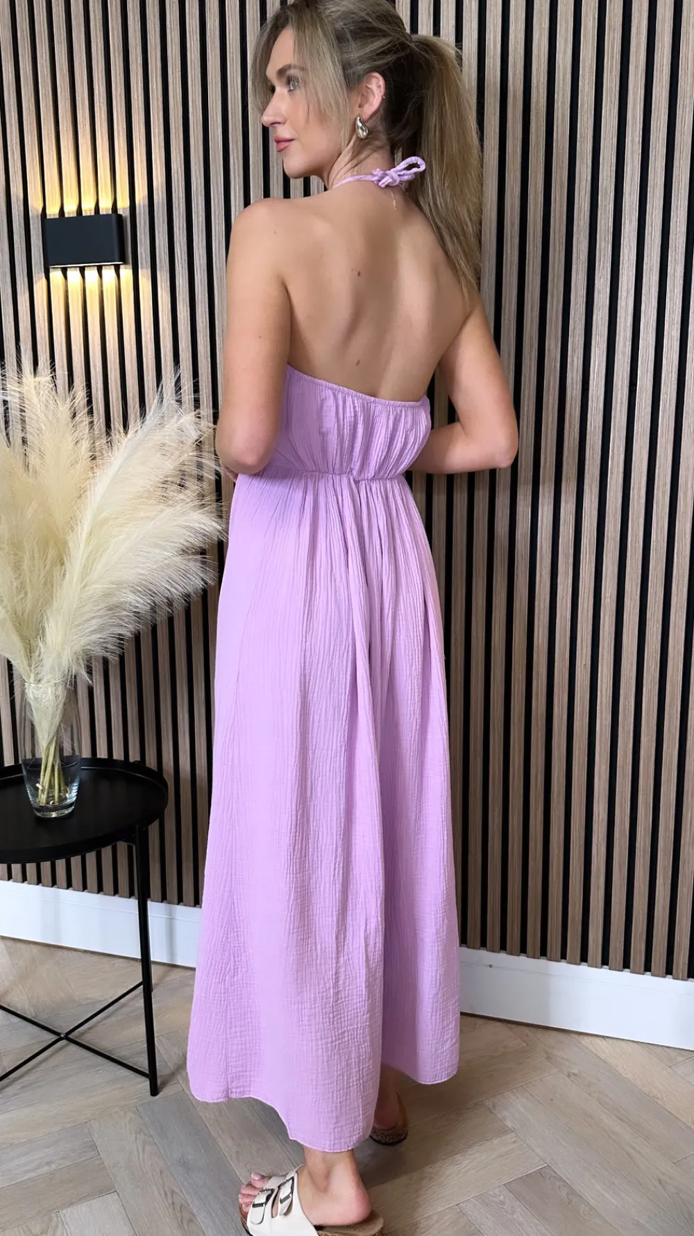 cindy_lilac_halterneck_mi_4.webp PARIS FASHION SHOPS Day Dresses | Going Out Dresses^Cindy Lilac Halterneck Midi Dress