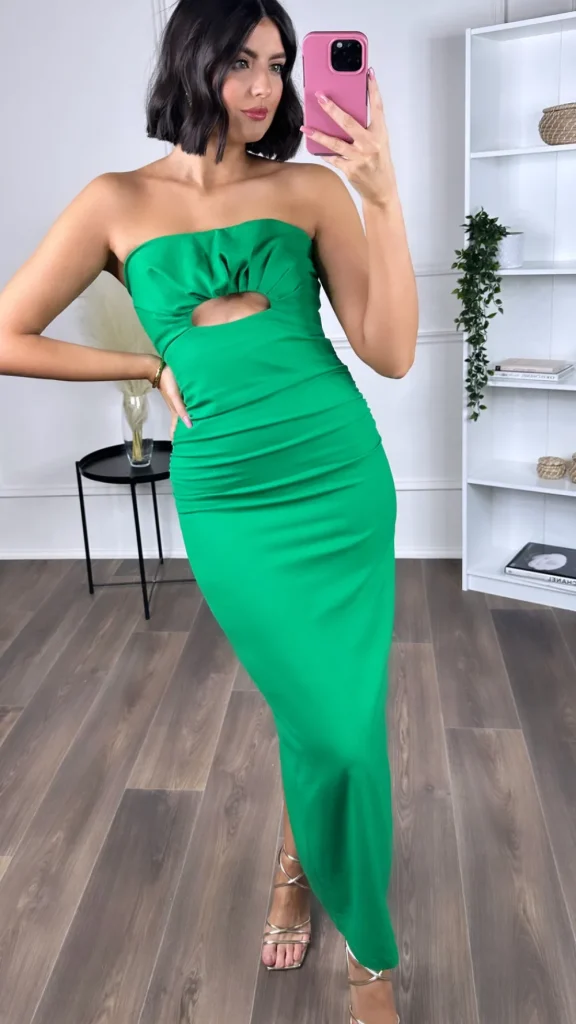 COPPEROSE Going Out Dresses | Midi Dresses^Cissie Green Strapless Cut Out Midi Dress