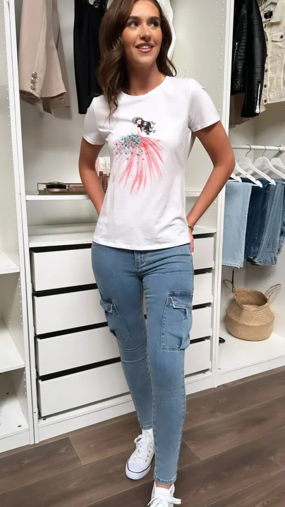 CC Jeans^Cissie Light Blue Cargo Style Jeans