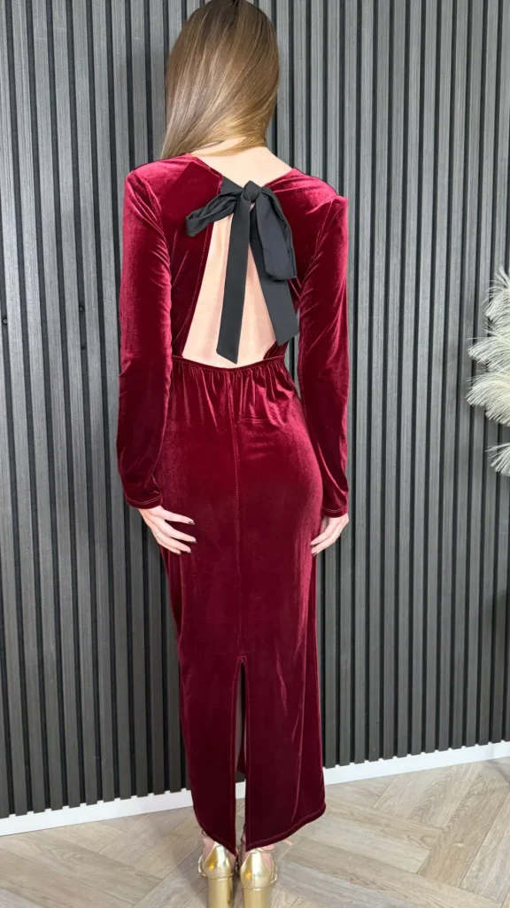 LORIANE Going Out Dresses | Occasion Dresses^Clarice Burgundy Back Bow Detail Midi Dress