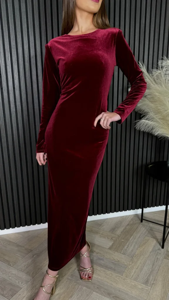 LORIANE Going Out Dresses | Occasion Dresses^Clarice Burgundy Back Bow Detail Midi Dress