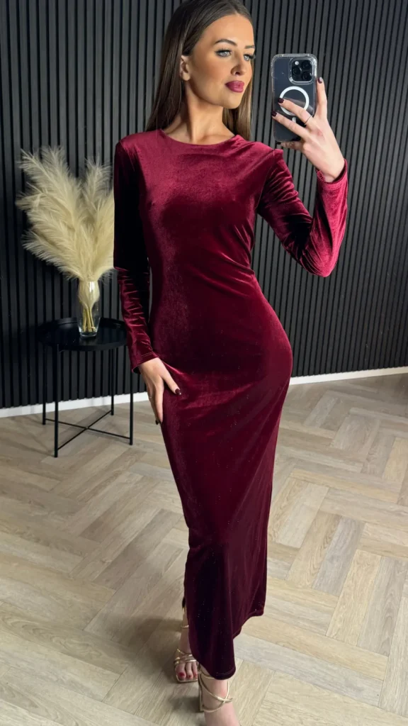 LORIANE Going Out Dresses | Occasion Dresses^Clarice Burgundy Back Bow Detail Midi Dress