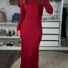 COPPEROSE Knitwear | Day Dresses^Claudelle Burgundy Ribbed Midi Dress