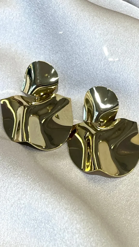 PARIS FASHION SHOPS Jewellery^Clio Gold Double Irregular Wavy Plate Earrings