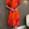 GIRL IN MIND Going Out Dresses | Occasion Dresses^Codie Orange Stripe Wrap Detail Midi Dress