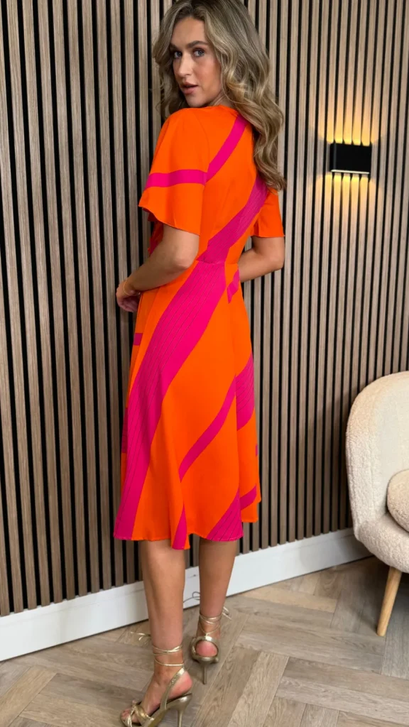 GIRL IN MIND Going Out Dresses | Occasion Dresses^Codie Orange Stripe Wrap Detail Midi Dress