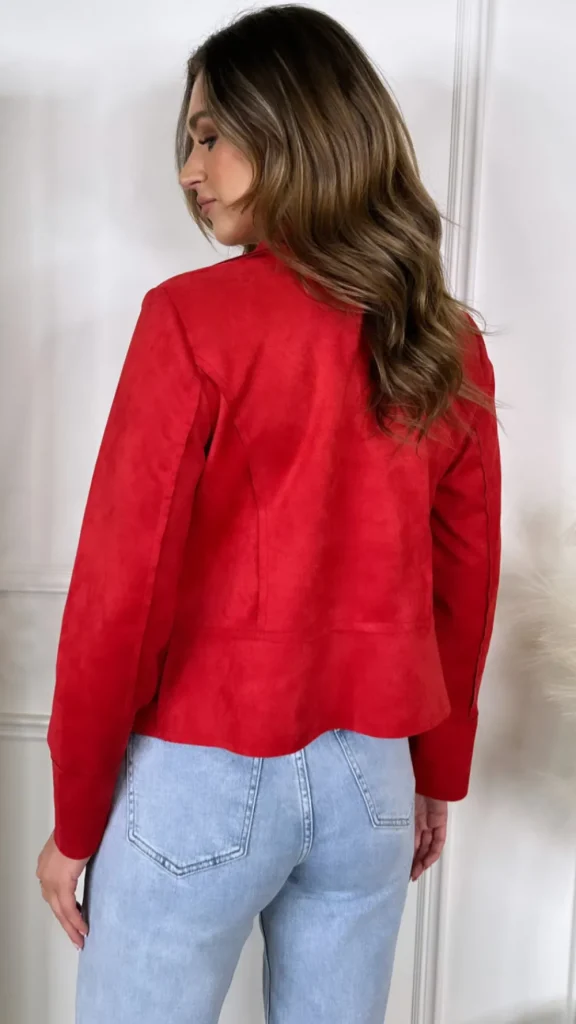 ESTEE BROWN Coats & Jackets^Cora Red Suede Finish Collared Jacket
