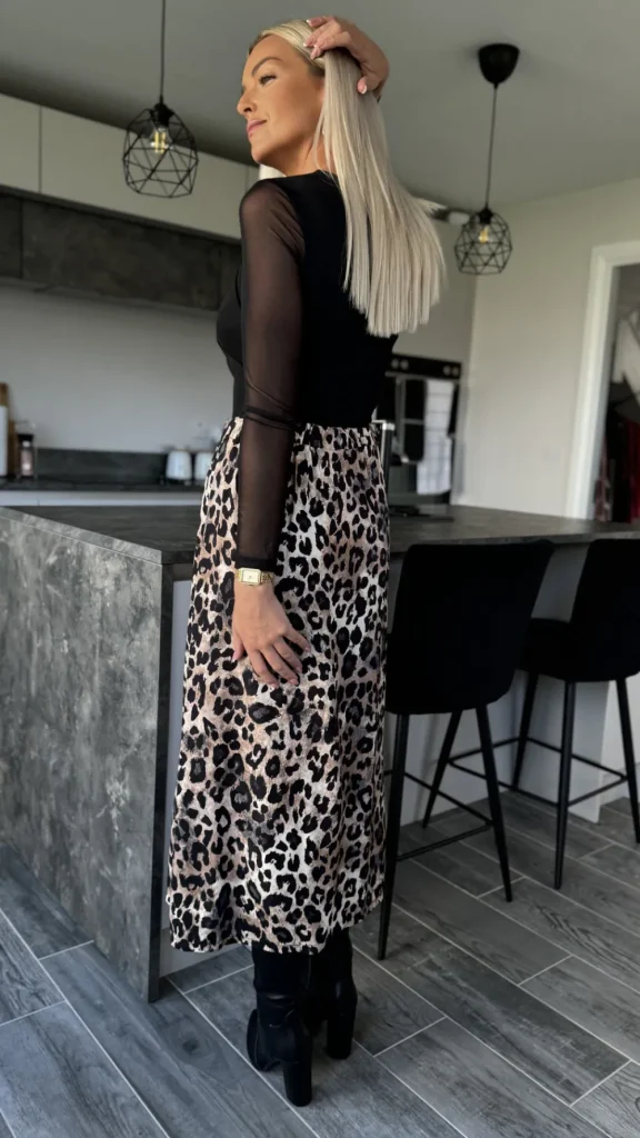 ESTEE BROWN Skirts & Shorts^Coralena Beige & Black Leopard Print Midi Skirt