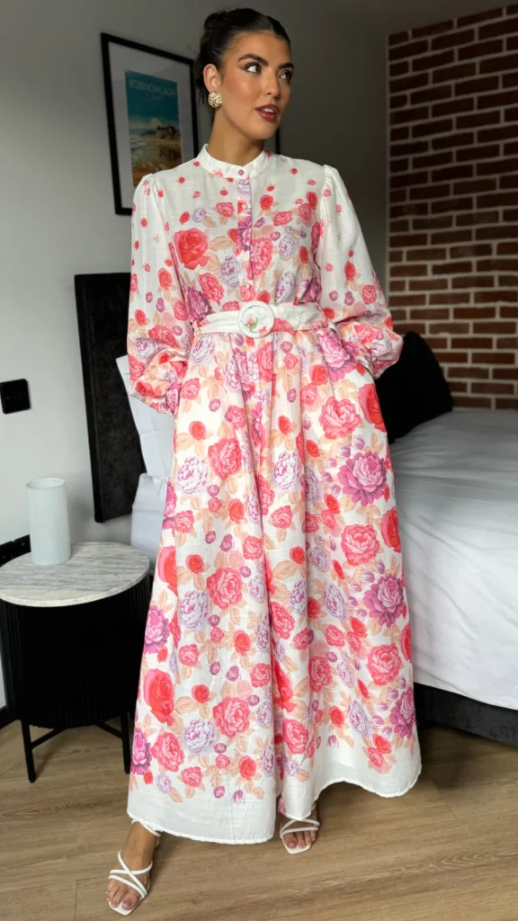 TIMELY Going Out Dresses | Occasion Dresses^Coraline Red & Purple Floral Printed Belted Midi Dress