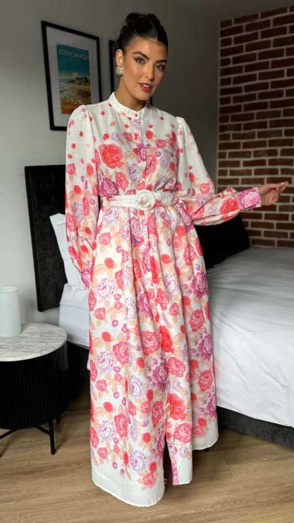 TIMELY Going Out Dresses | Occasion Dresses^Coraline Red & Purple Floral Printed Belted Midi Dress