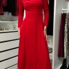 ATTENTIF Fitted Dresses | Going Out Dresses^Courtney Red Round Neck Velvet Midi Dress