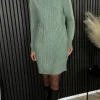 PARIS FASHION SHOPS Knitwear | Day Dresses^Croia Light Green Cable Knit Polo Neck Jumper Mini Dress
