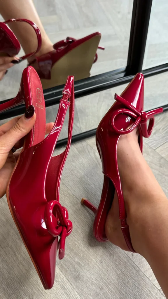 SAS ACTIV GIVANA Heels^Dakotah Red Patent Bow Detail Slingback Stiletto Heel Shoes