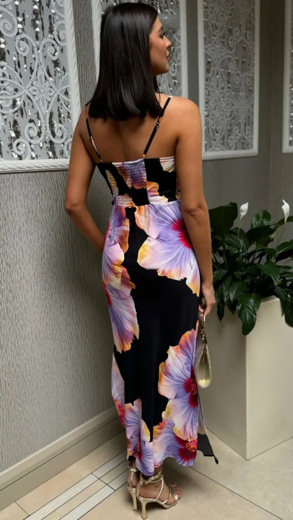 AX PARIS Going Out Dresses | Occasion Dresses^Dalkey Black & Lilac Floral Print Strappy Slip Midi Dress