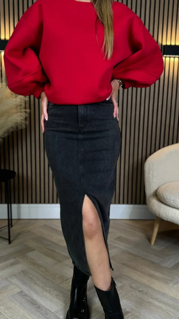 REDIAL Skirts & Shorts^Dallas Black Denim Skirt