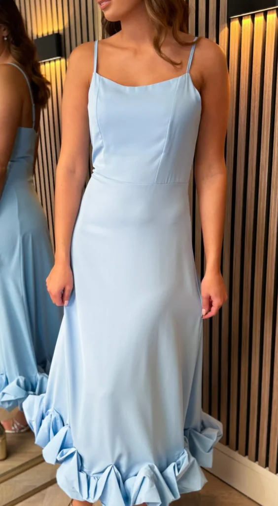 SAS MW STUDIO Going Out Dresses | Occasion Dresses^Danica Baby Blue Cami Strap Skirt Detail Midi Dress