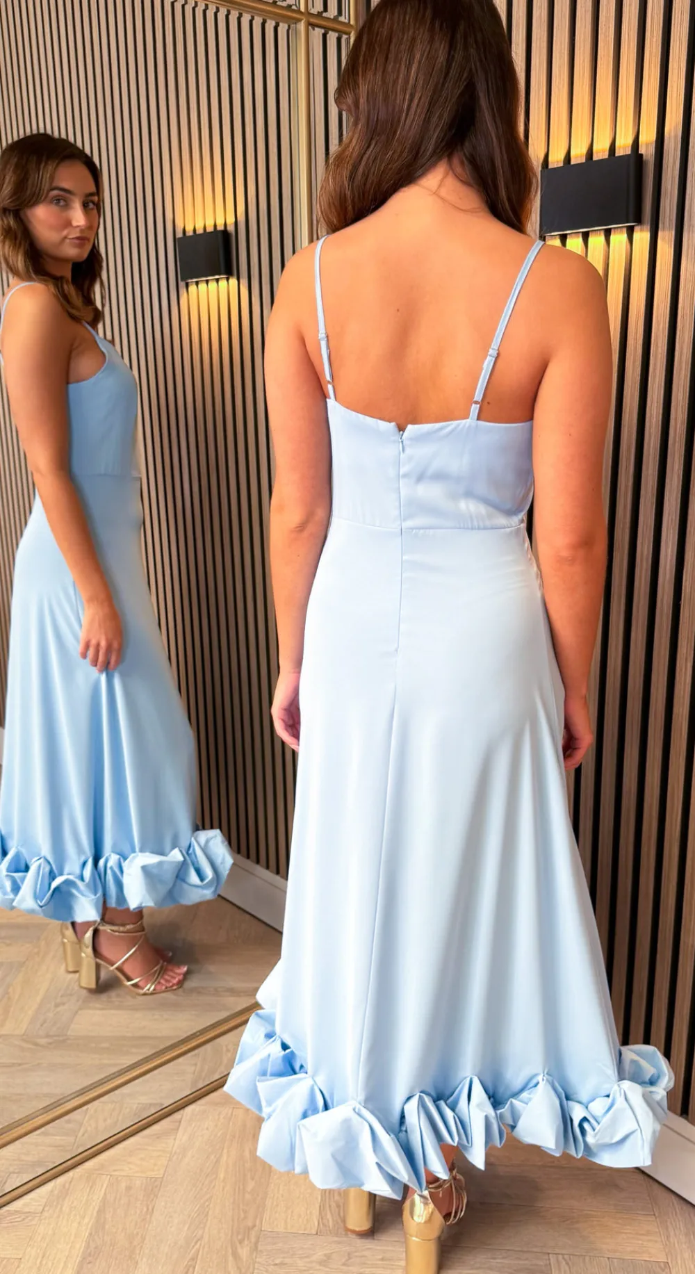 danica_baby_blue_cami_str_2.webp SAS MW STUDIO Going Out Dresses | Occasion Dresses^Danica Baby Blue Cami Strap Skirt Detail Midi Dress