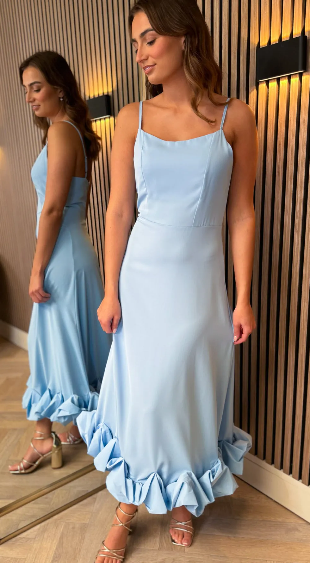danica_baby_blue_cami_str_3.webp SAS MW STUDIO Going Out Dresses | Occasion Dresses^Danica Baby Blue Cami Strap Skirt Detail Midi Dress