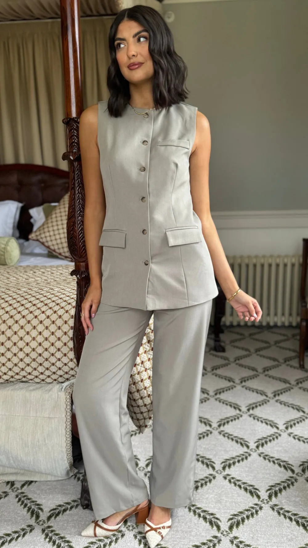 danielle_taupe_straight_l_2.webp JCD KOOLOOK Co-ords^Danielle Taupe Straight Leg Trousers & Longline Waistcoat Co Ord
