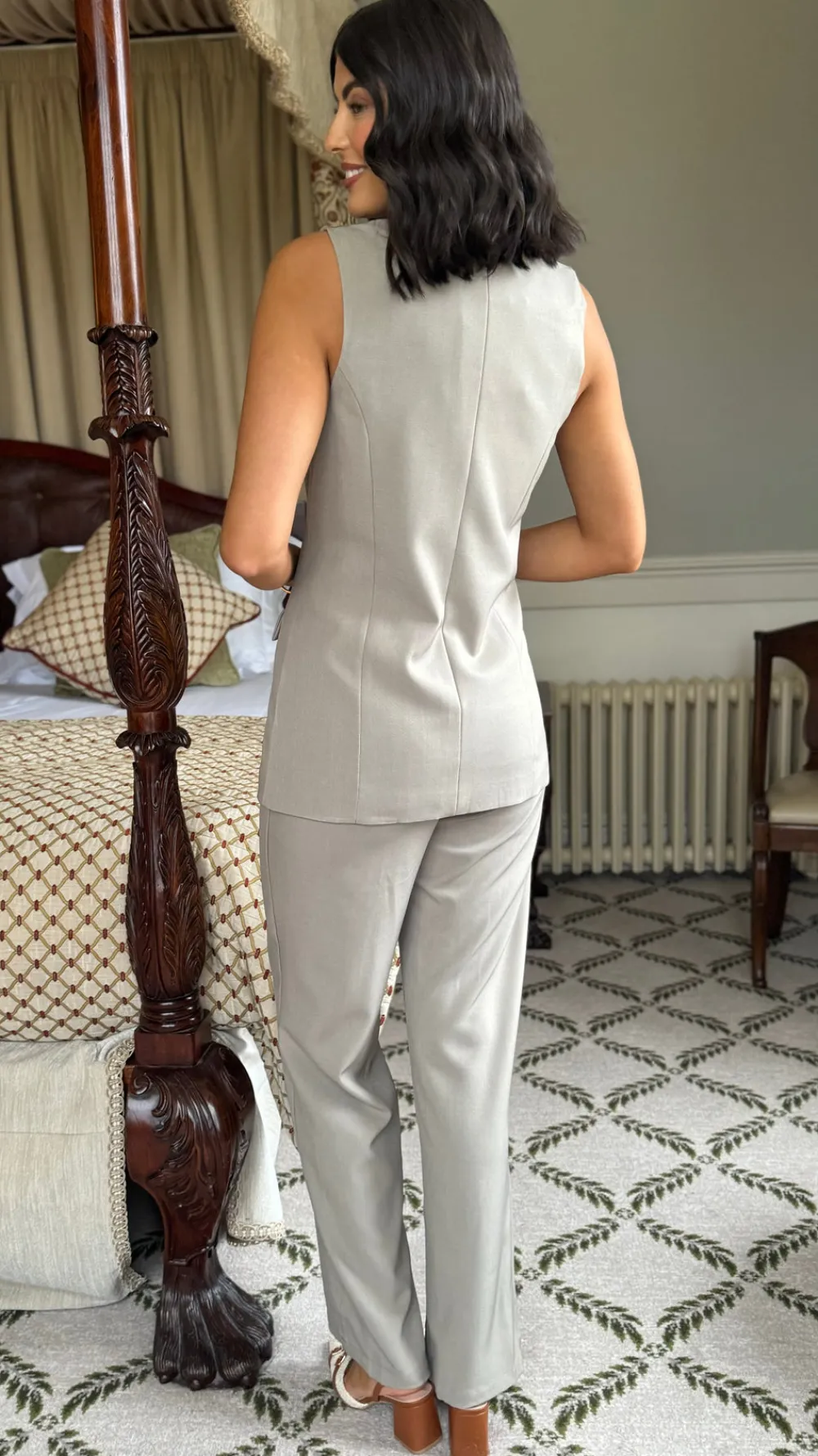 danielle_taupe_straight_l_6.webp JCD KOOLOOK Co-ords^Danielle Taupe Straight Leg Trousers & Longline Waistcoat Co Ord