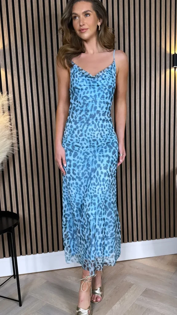 COPPEROSE Going Out Dresses | Midi Dresses^Danika Blue Animal Printed Cami Strap Midi Dress