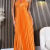 LORIANE Going Out Dresses | Occasion Dresses^Danni Orange One Shoulder Knot Detail Cut Out Pleated Midi Dress