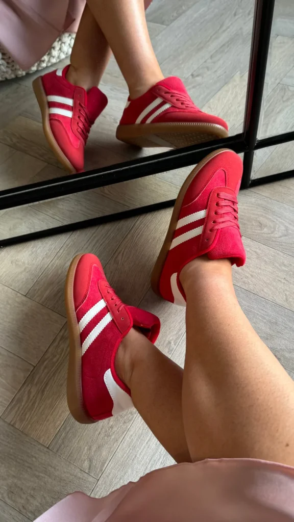 SHOE LAB STUDIO Trainers^Dannie Red & White Stripe Detail Trainers
