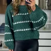 COPPEROSE Knitwear^Darian Green & Ivory Printed Jumper