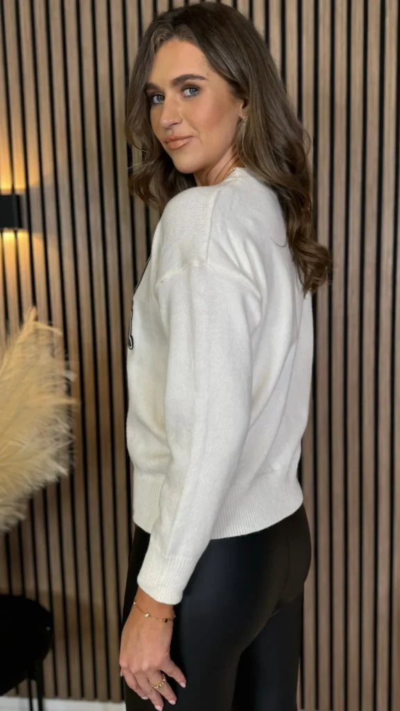 SO TWICE Knitwear^Darina Cream 'ROCK' Sequin Slogan Jumper