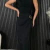AX PARIS Tops^Deanna Black Off The Shoulder Ruched Waist Draped Top