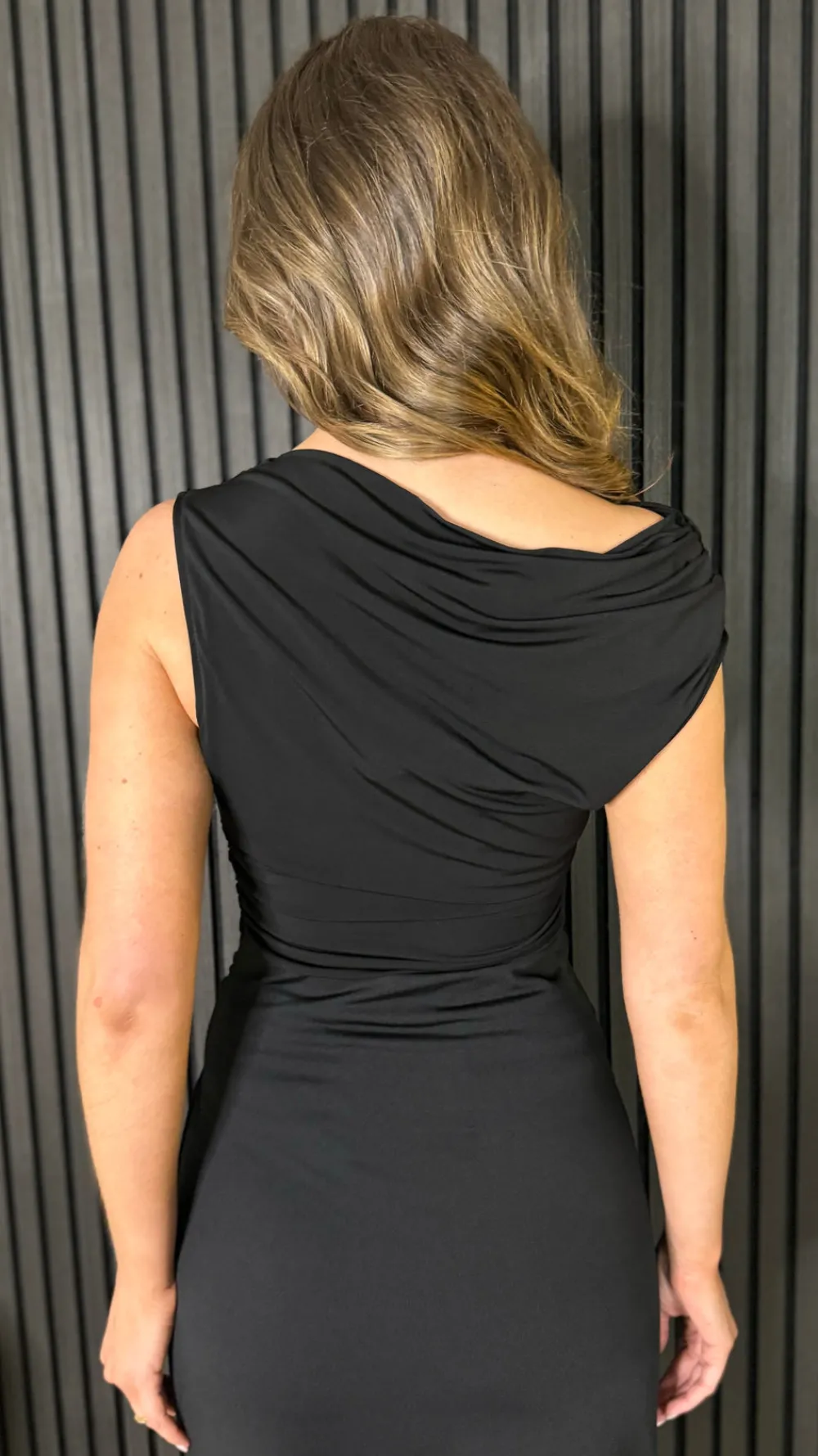 deanna_black_off_the_shou_3.webp AX PARIS Tops^Deanna Black Off The Shoulder Ruched Waist Draped Top