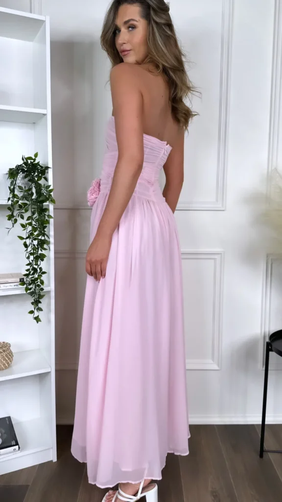 LILY MCBEE Going Out Dresses | Occasion Dresses^Dominique Pink Strapless and Corsage Detail Maxi Dress