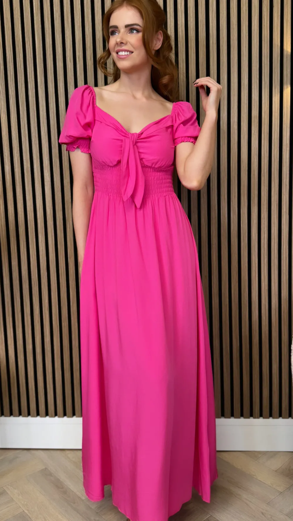 dominique_pink_tie_detail_1.webp COPPEROSE Going Out Dresses | Occasion Dresses^Dominique Pink Tie Detail Midi Dress