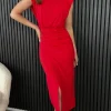 COPPEROSE Going Out Dresses | Occasion Dresses^Doreen Red High Neck Wrap Style Midi Dress