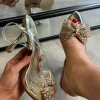 SAS ACTIV GIVANA Heels^Dorothea Gold Diamante Bow Detail Slingback Peep Toe Sandals