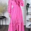 FLAM MODE Going Out Dresses | Occasion Dresses^Drea Pink Long Sleeve Midi Dress