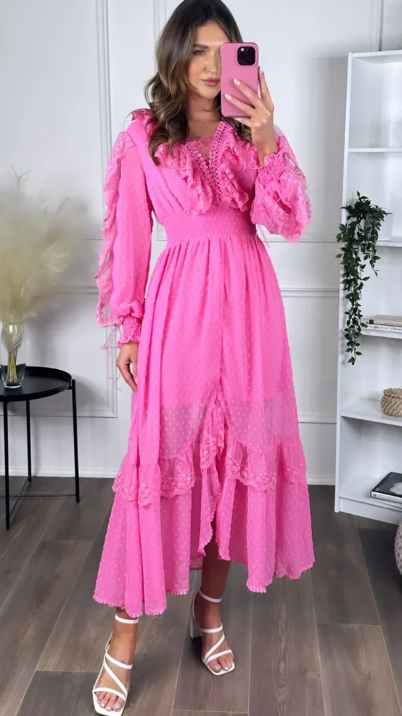 FLAM MODE Going Out Dresses | Occasion Dresses^Drea Pink Long Sleeve Midi Dress