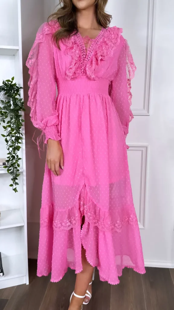 FLAM MODE Going Out Dresses | Occasion Dresses^Drea Pink Long Sleeve Midi Dress