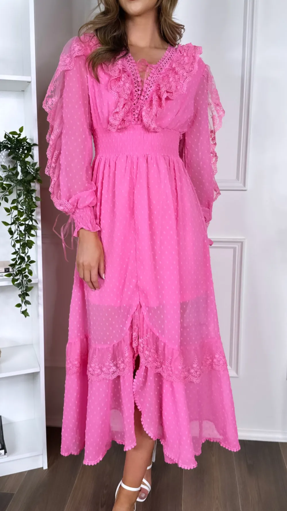 drea_pink_long_sleeve_mid_1.webp FLAM MODE Going Out Dresses | Occasion Dresses^Drea Pink Long Sleeve Midi Dress