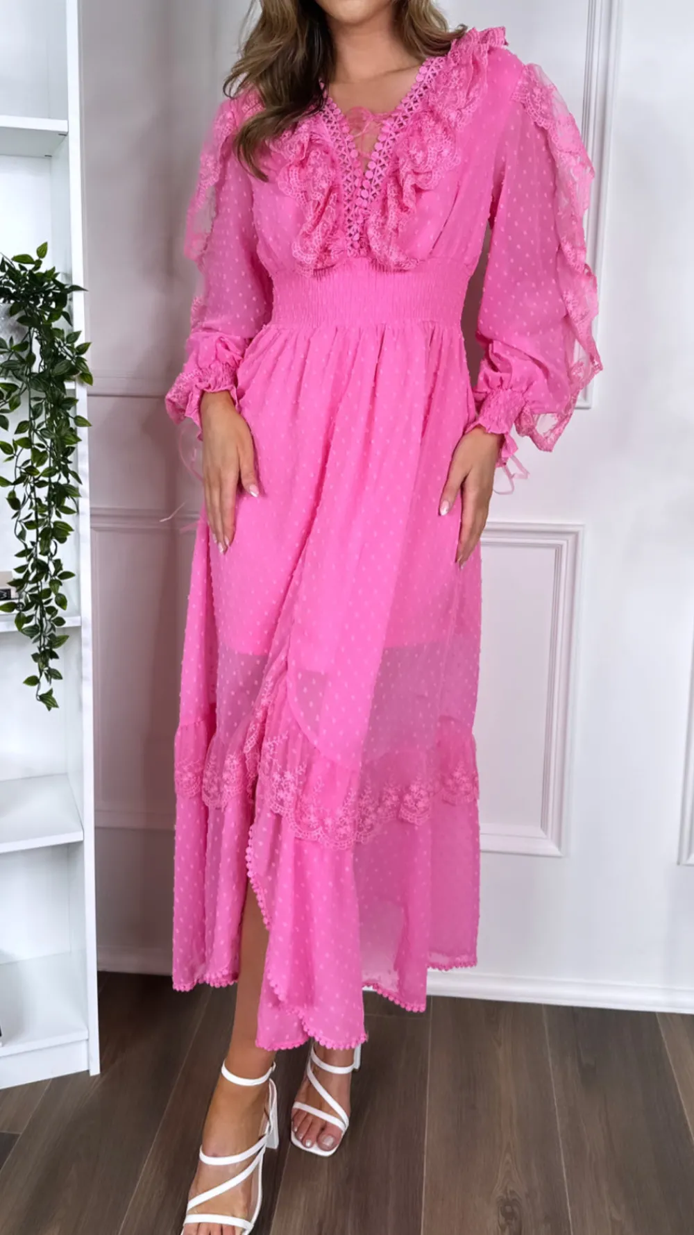 drea_pink_long_sleeve_mid_2.webp FLAM MODE Going Out Dresses | Occasion Dresses^Drea Pink Long Sleeve Midi Dress