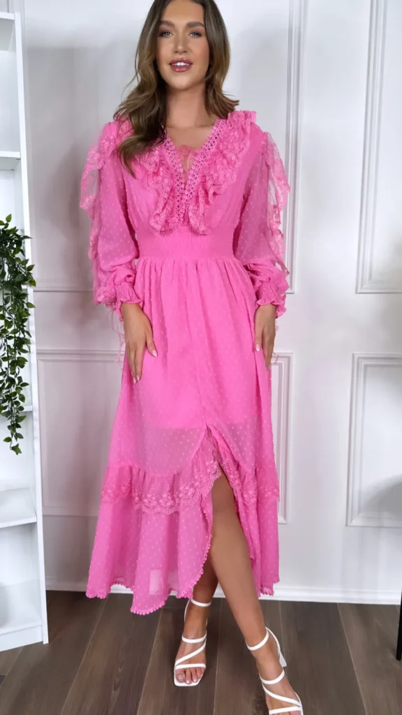 FLAM MODE Going Out Dresses | Occasion Dresses^Drea Pink Long Sleeve Midi Dress
