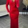ATTENTIF Going Out Dresses | Occasion Dresses^Edina Red Wrap Effect Midi Dress