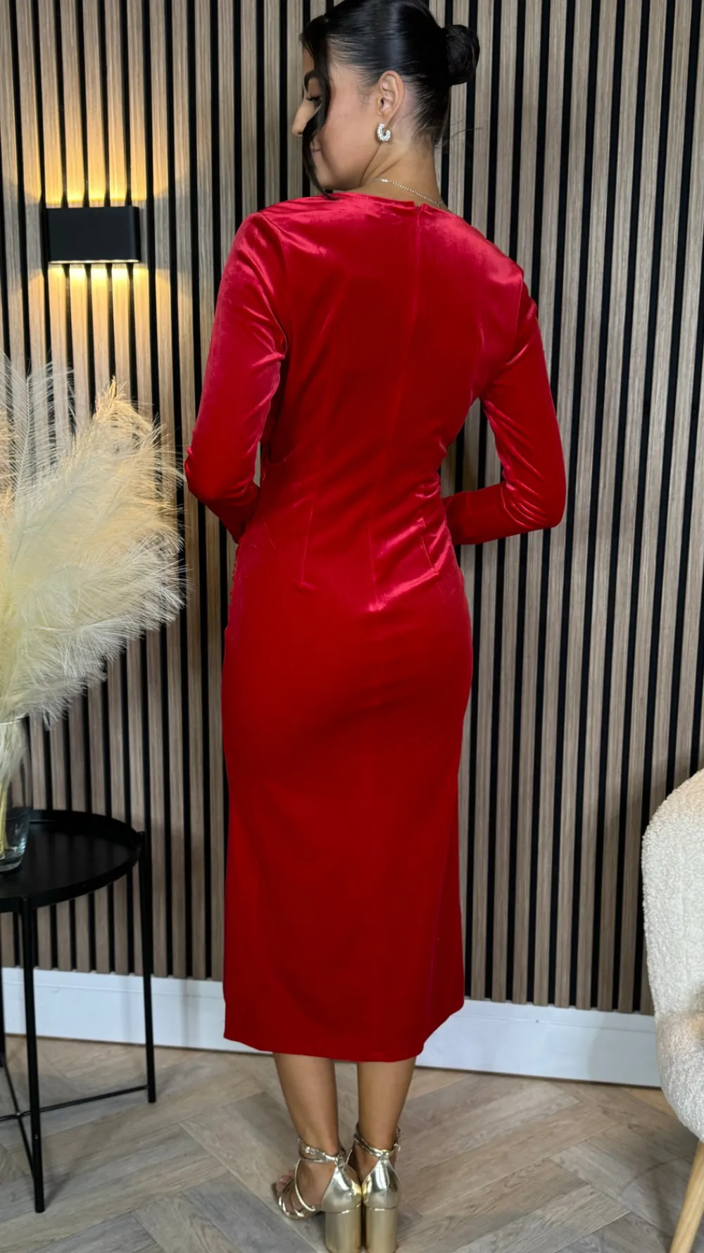 edina_red_wrap_effect_mid_7.webp ATTENTIF Going Out Dresses | Occasion Dresses^Edina Red Wrap Effect Midi Dress