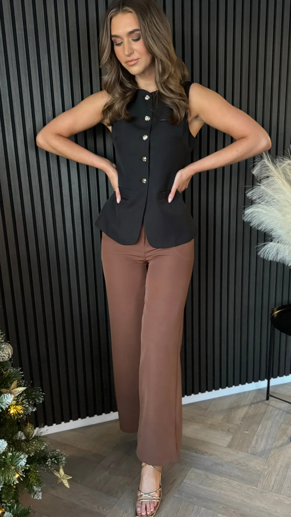 effie_chocolate_brown_wid_0.webp ESTEE BROWN Trousers^Effie Chocolate Brown Wide Leg Trousers
