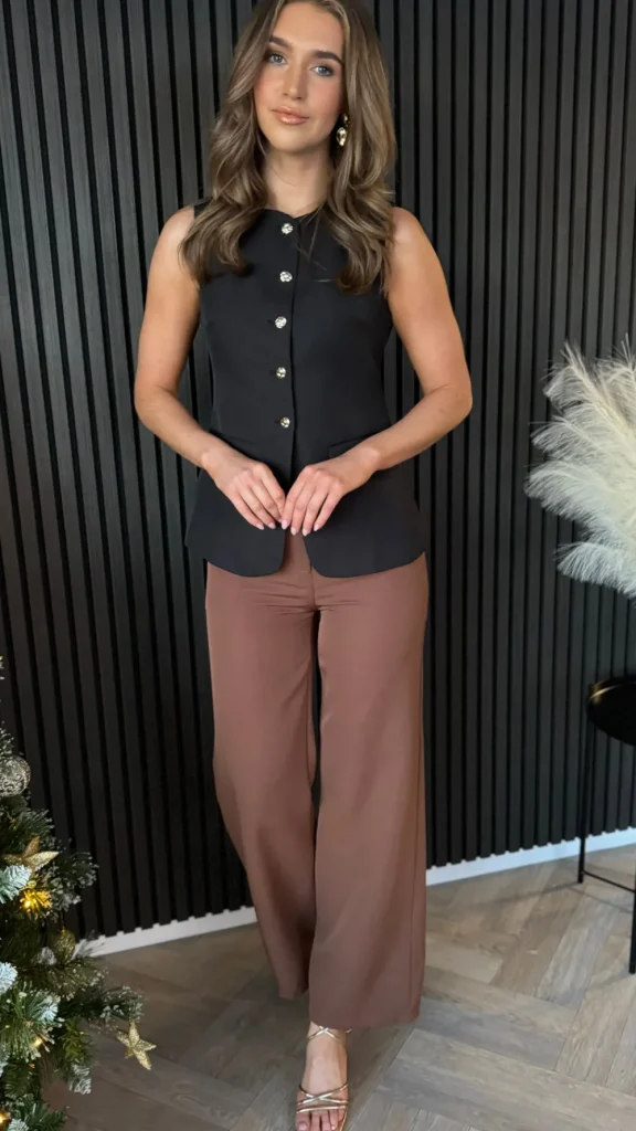 ESTEE BROWN Trousers^Effie Chocolate Brown Wide Leg Trousers