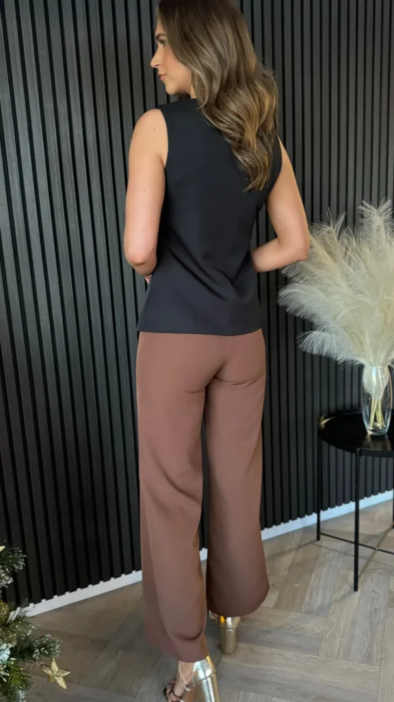 ESTEE BROWN Trousers^Effie Chocolate Brown Wide Leg Trousers