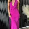 LORIANE Going Out Dresses | Occasion Dresses^Elaine Purple Halter Neck Draped Detail Midi Dress