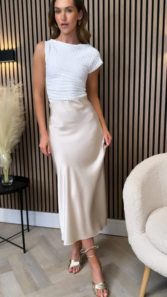LUCCE Tops^Eleanor White One Shoulder Ruched Top