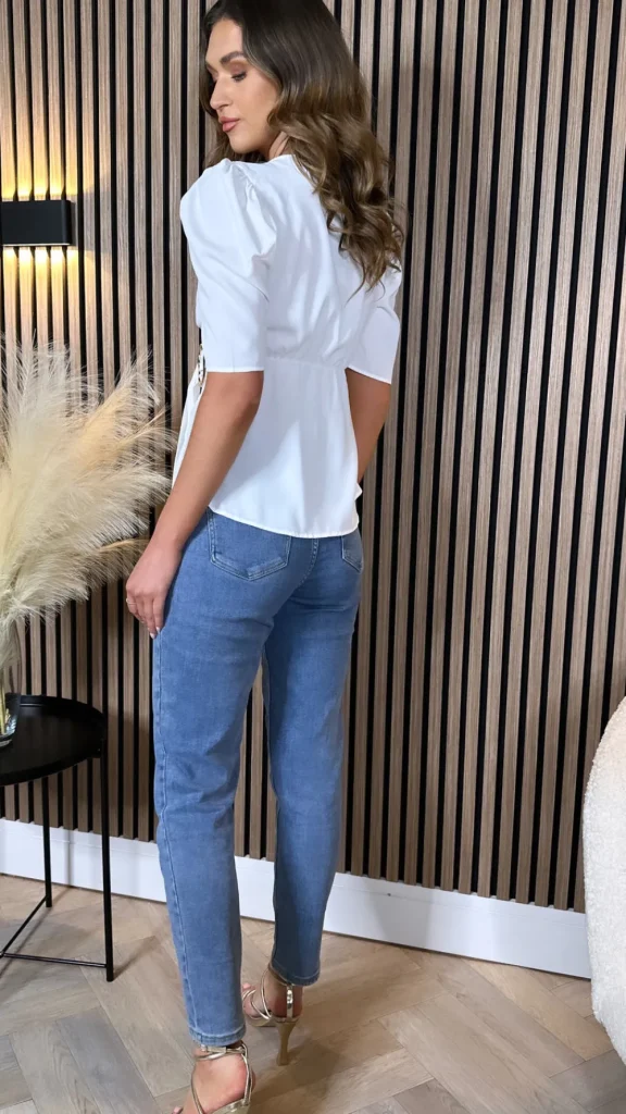 KICHIC Tops^Eliora White Wrap Effect Belted Detail Top