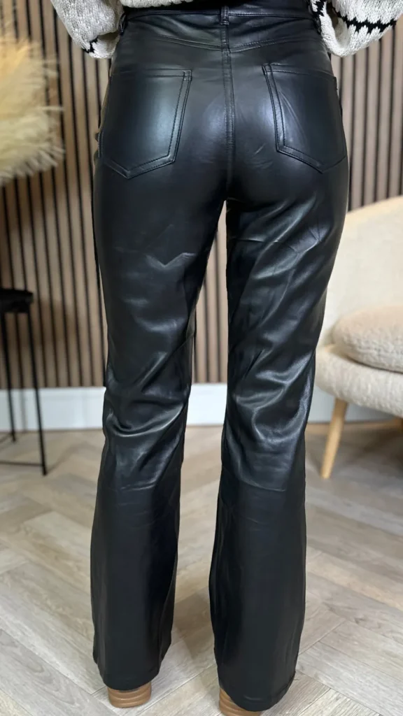 BABEZ LONDON Trousers^Ellison Black Leather Look Flared Leg Trousers